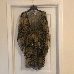 Chiffon Kimono Dress - Black and Gold